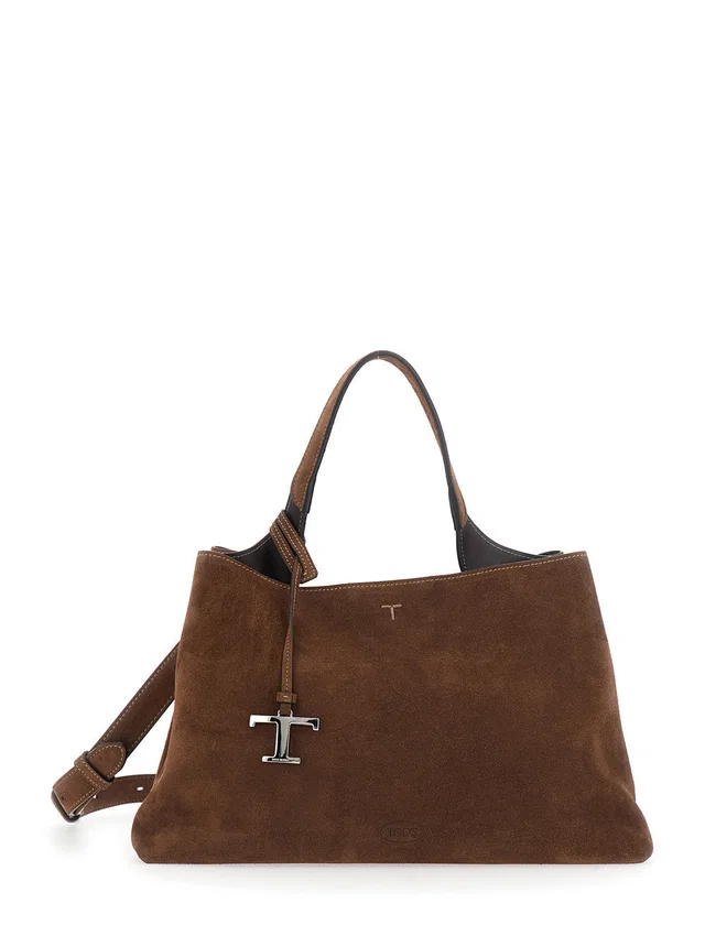 Tod's Calf Suede Top Handle Bag — Brown Leather in Brown Suede from HEWI