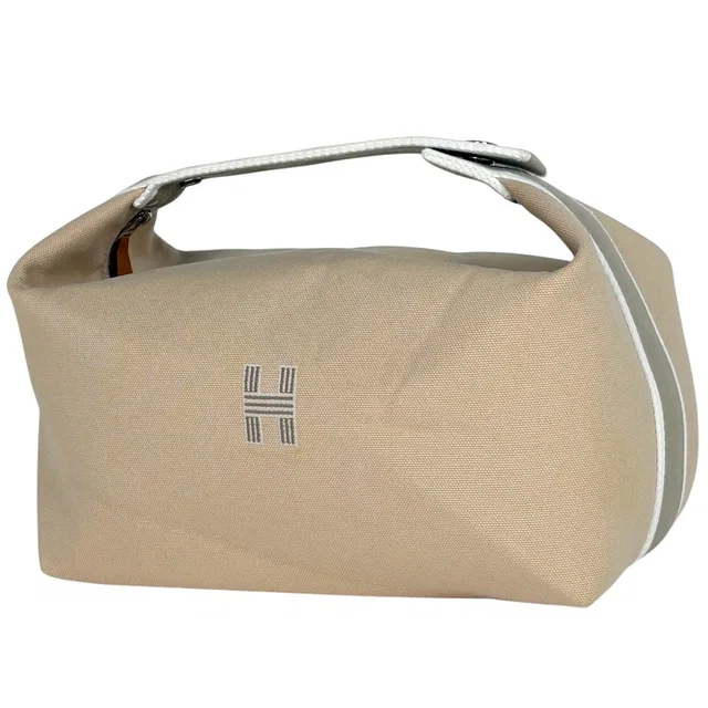 Hermès Bride-A-Brac GM Pouch Logo Handbag Cotton Beige in Beige Leather from The Reluxe
