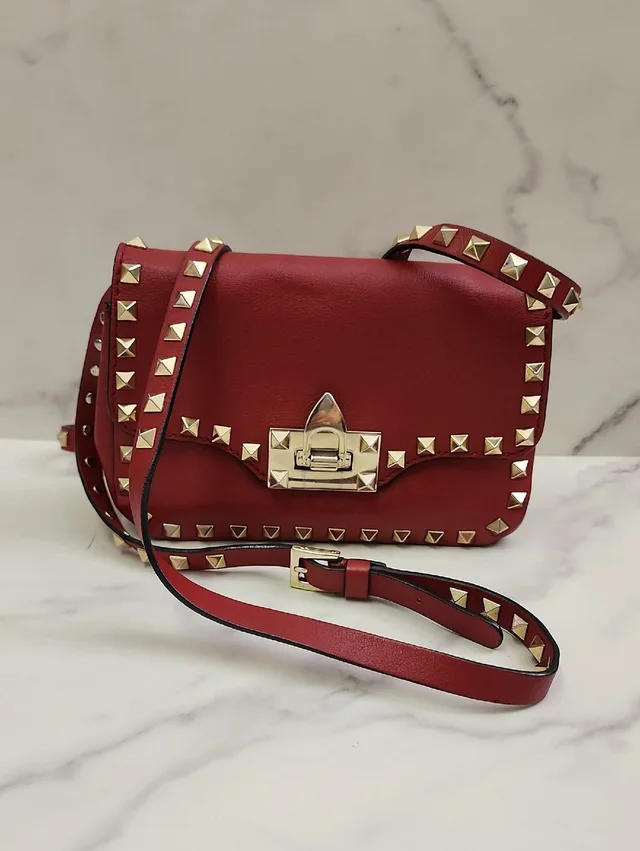 Valentino Garavani Rockstud Shoulder Bag With Digital Coa in red Leather from Poshmark, photo 1 of 1