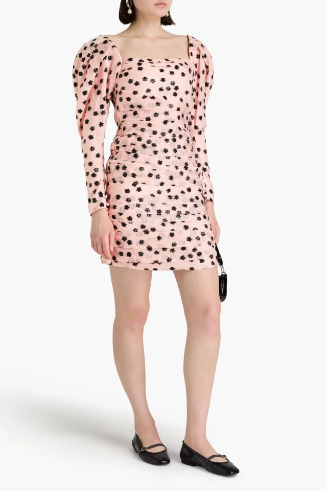 Stine Goya Nala Pleated Fil Coupé Organza Mini Dress in Blush, photo 2 of 4 from THE OUTNET