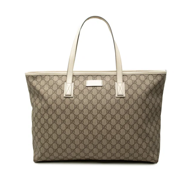Beige Gucci Large GG Supreme Tote in Beige Coated canvas from Designer Revival