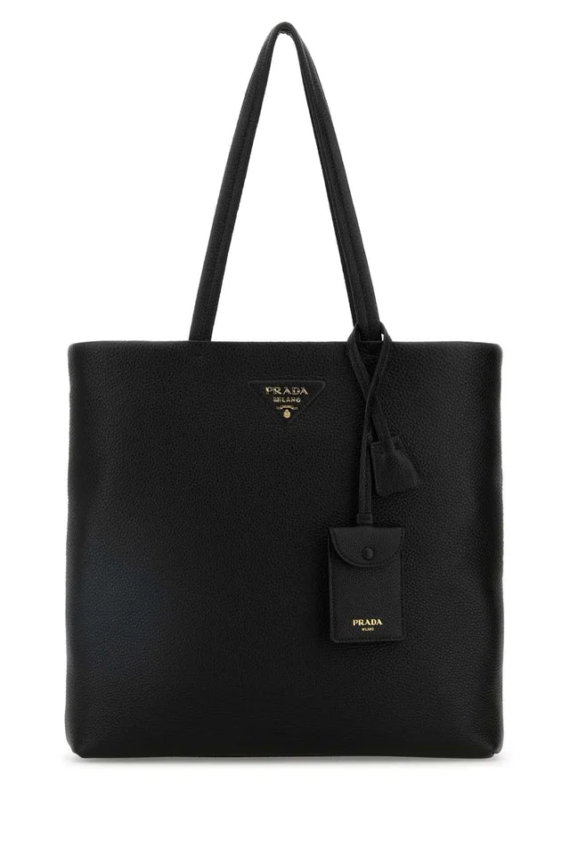 Prada Vitello Leather Tote Bag — Black in Black Leather from HEWI