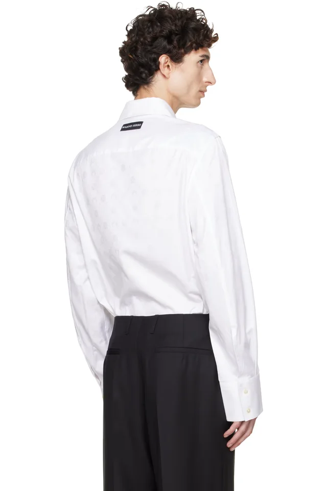 Marine Serre White Moonogram Jacquard Cotton LS Shirt, photo 3 of 5 from SSENSE