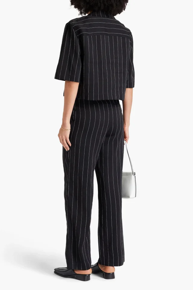 Loulou de Saison Loulou Studio Enyo Pinstriped Twill Straight-Leg Pants in Black, photo 3 of 4 from THE OUTNET