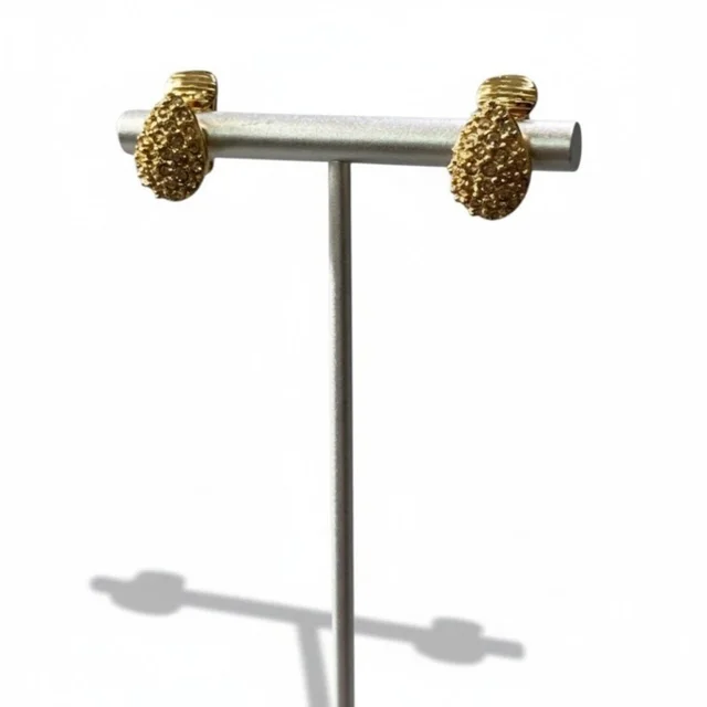 Dior Drop Earrings Gold Rhinestone in Gold from The Reluxe
