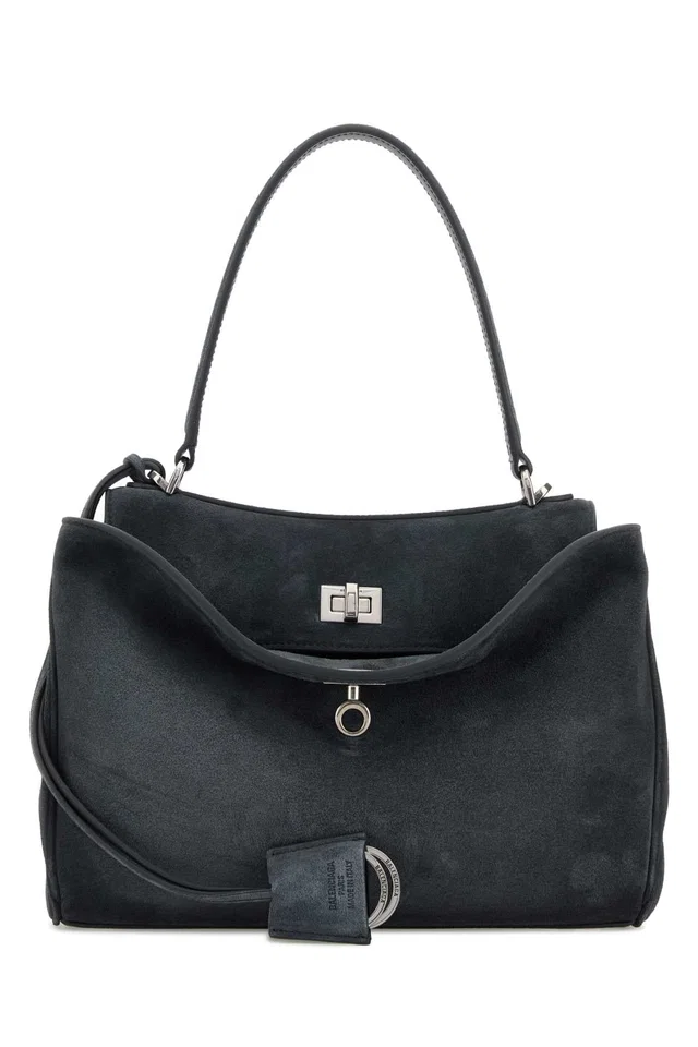 Balenciaga Calf Suede Shoulder Bag — Gray in Grey Suede from HEWI