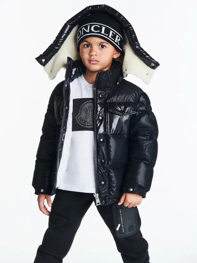 Moncler Demir Giubbotto Hooded Down Jacket Kids Black Puffer Coat in black|white Wool from Poshmark