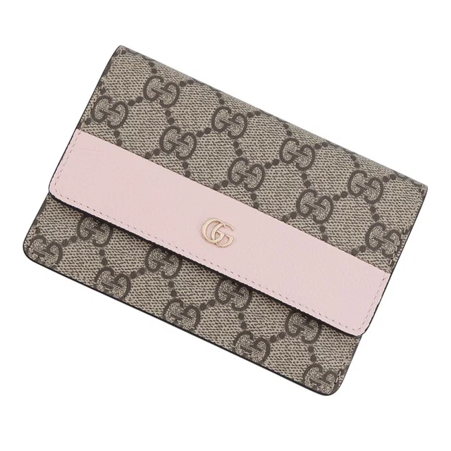 Gucci Double G wallet Pink/Beige855488 GG Supreme/Leather in Pink Leather from GALLERY RARE