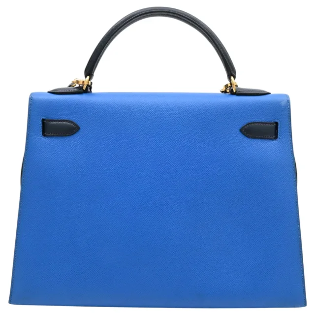 Hermès 1995 Kelly 32 Bleu France/Bleu Indigo in Blue from VINTAGE QOO TOKYO, photo 2 of 18