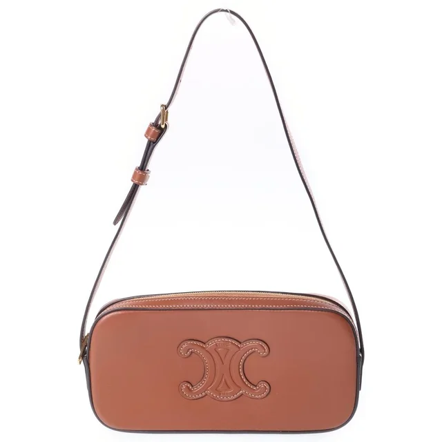 Celine Cuir Triomphe Camera Bag Leather Brown in Brown Leather from The Reluxe