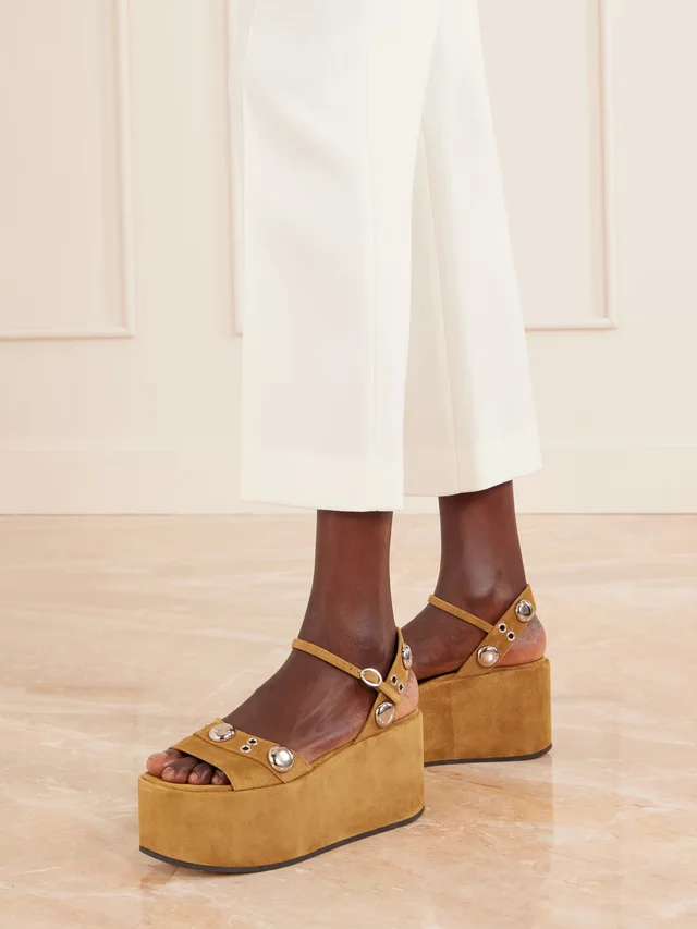 VALENTINO GARAVANI Nellcôte embellished suede platform sandals in Beige, photo 2 of 2 from NET-A-PORTER (Canada)