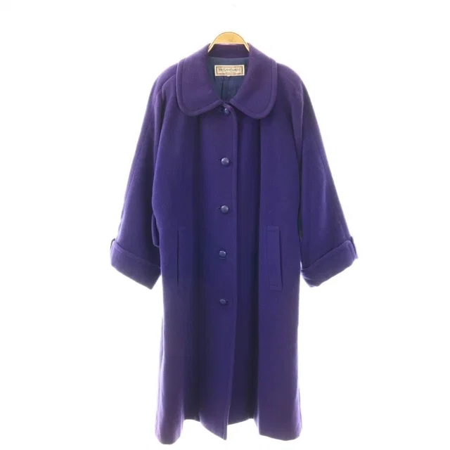 Saint Laurent Yves Satin Coat Long Wool M Purple in Purple Satin from The Reluxe