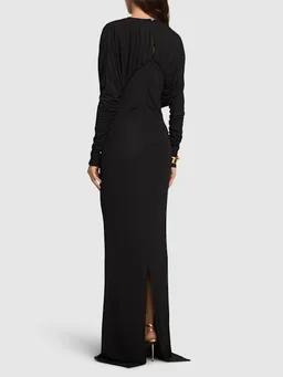 16arlington Long dress with draped sleeves in 100% Viscose, photo 3 of 5 from LUISAVIAROMA