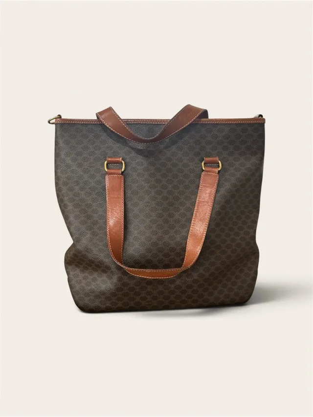 Celine Brown Monogram Tote With Tan Leather Straps in brown|red|neutral Leather from Poshmark