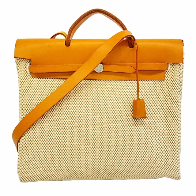 Hermès Handbag Herbag MM Toile GM Natural Silver 2-Way Bag in Beige from The Reluxe