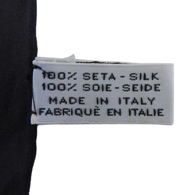 Chanel Stamp Pattern Scarf Ivory/Black in Black Silk from VINTAGE QOO TOKYO, photo 7 of 10