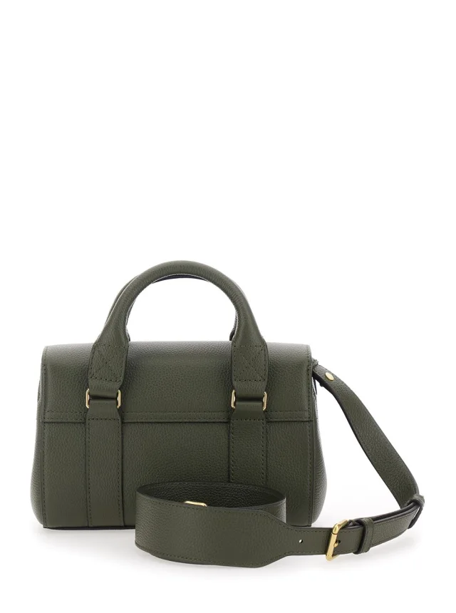 Mulberry 'Bayswater Mini' Green Handbag with Clasp Closure in Grained Leather for Women in Green 100% Calf, photo 7 of 12 from Gaudenzi Boutique