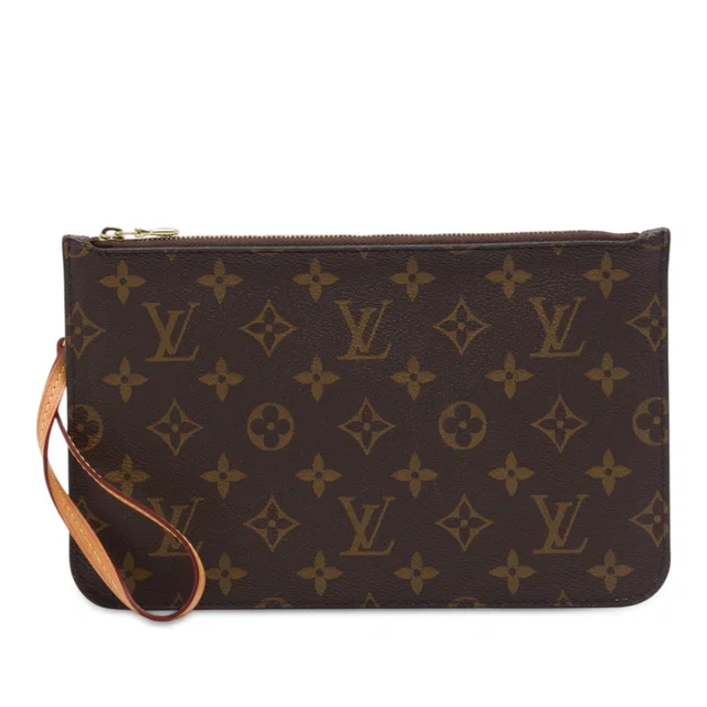 Brown Louis Vuitton Monogram Neverfull MM Pouch in Brown Coated canvas from Designer Revival