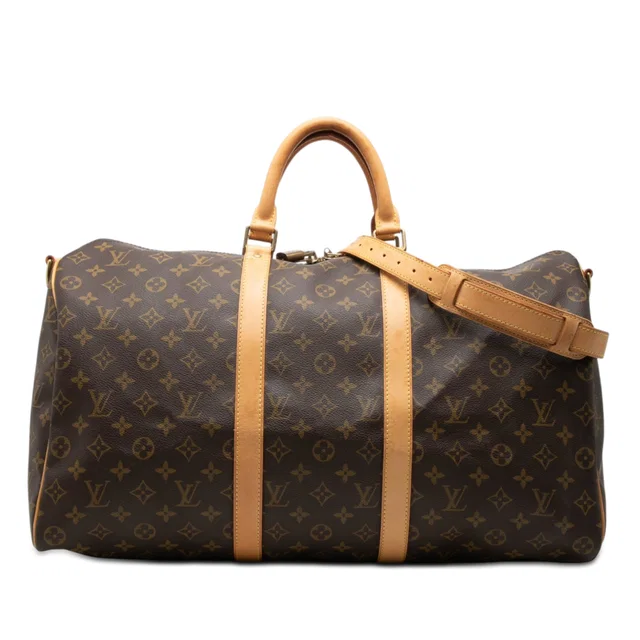 Brown Louis Vuitton Monogram Keepall Bandouliere 50 Travel Bag in Brown Coated canvas from Designer Revival