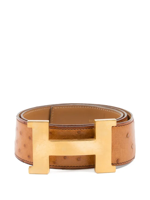 Hermès Pre-Owned 1998 Constance Ostrich Leather Buckled Belt | Brown | FARFETCH in Brown Ostrich from Farfetch, photo 1 of 1