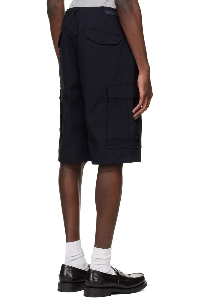 nanamica Navy Ripstop Cargo Shorts, photo 3 of 4 from SSENSE