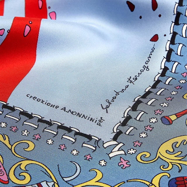 Ferragamo Printed Silk Scarf — Blue Scarfs in Blue Silk from HEWI