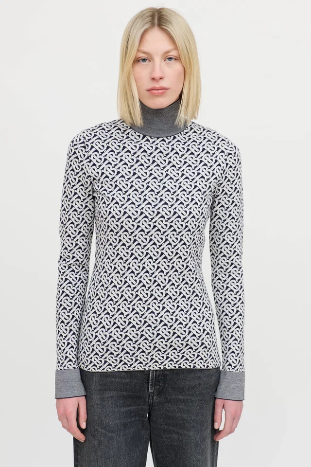 Burberry Jacquard Turtleneck Sweater in Wool from VSP Consignment
