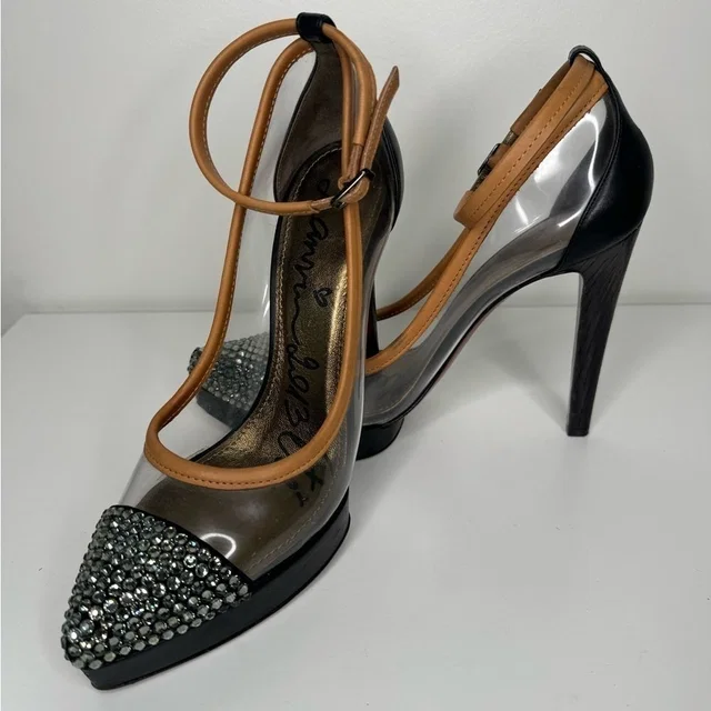 Lanvin Crystal Cap Toe Clear Heels Sz 39.5 in neutral|brown|gray from Poshmark