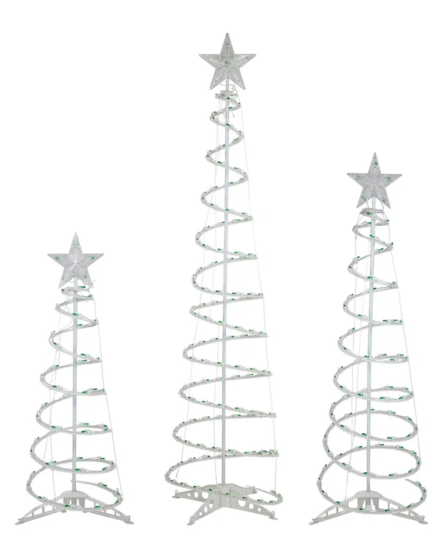 Northlight Set of 3 Green Lighted Spiral Christmas Trees Yard Decorations, image 1 of 1 from Rue La La