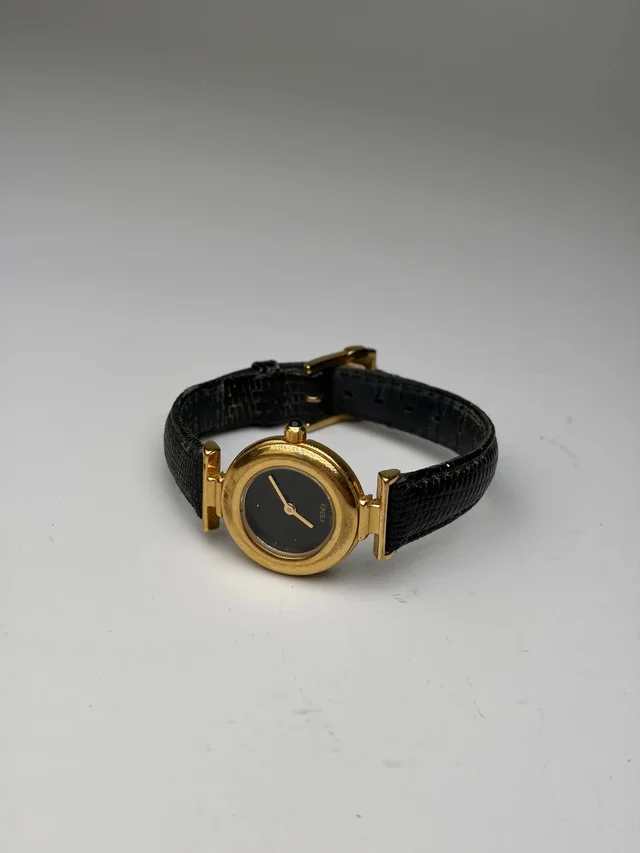 Fendi Vintage Leather Bracelet Watch Black Gold in black Leather from Grailed