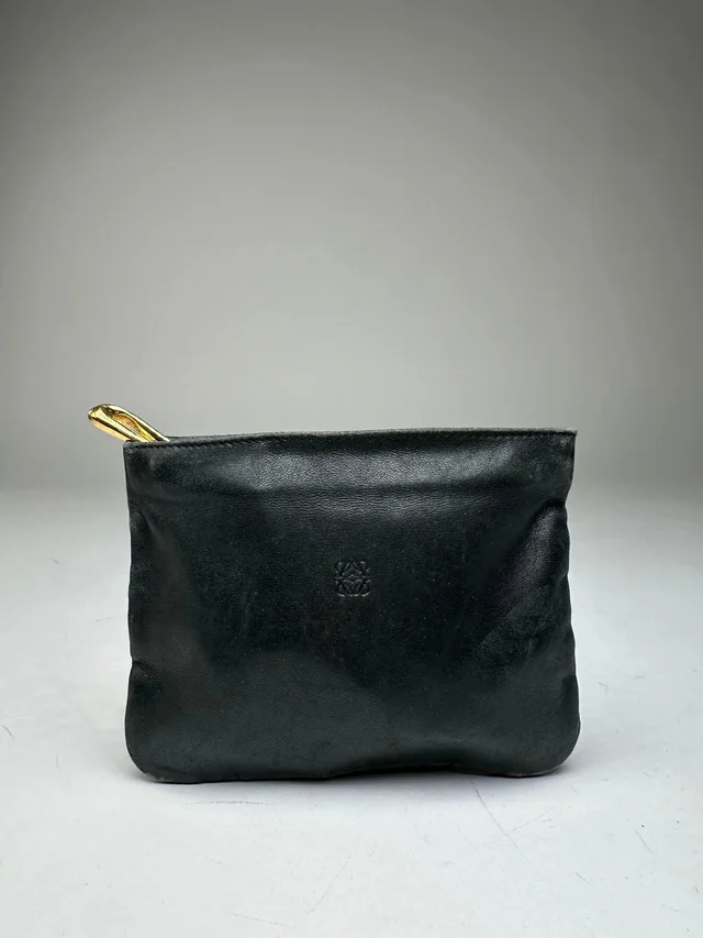 Loewe Vintage Anagram Soft Leather Zip Clutch Pouch Black in black Leather from Grailed, photo 1 of 1