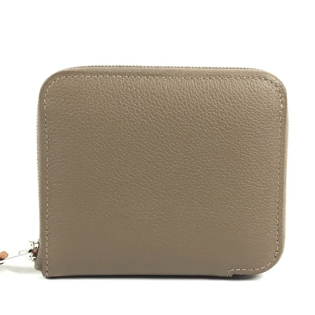 Hermès Coin Case Azap Compact Silk in Evercolor Etoupe Gray in Taupe Silk from The Reluxe