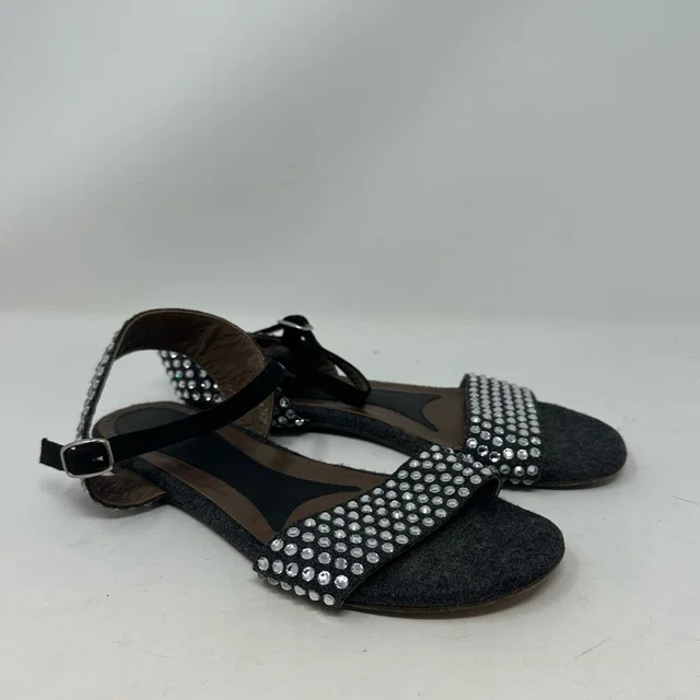 Marni Crystal Studded Sandals Size 36.5 6.5 Leather Jewel Designer Shoes in gray Leather from Poshmark