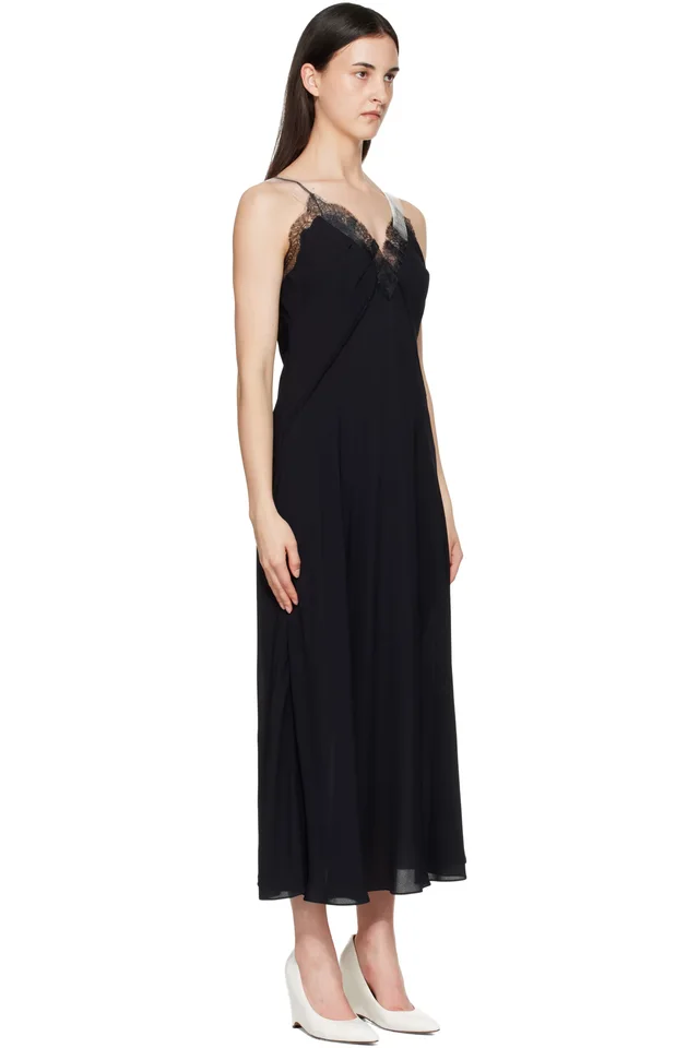 Maison Margiela Black Taped Slip Maxi Dress, photo 2 of 4 from SSENSE
