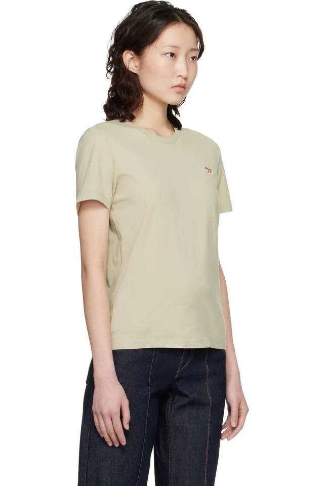 Maison Kitsuné Beige Baby Fox Regular T-shirt, photo 2 of 4 from SSENSE