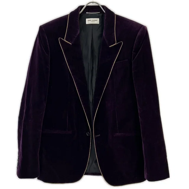 Saint Laurent Purple Velour Peak Lapel Pie Ring Tailored Jacket 48 in Purple from The Reluxe
