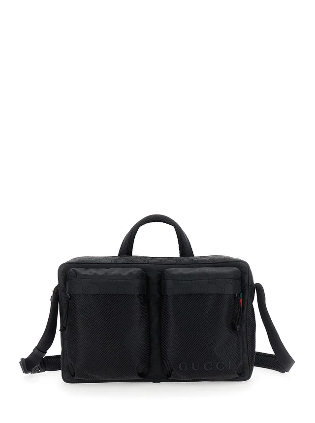 Gucci Gg-Motif Tech Fabric Shoulder Bag — Black Polyamide in Black Nylon from HEWI