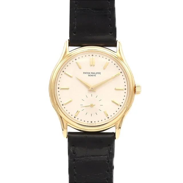 Patek Philippe Calatrava YG 3923J YG Manual Winding in Dial color: Silver Band color: black Case: yellow gold Bracelet: Strap from KOMEHYO