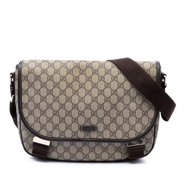 Beige Gucci GG Supreme Crossbody in Beige Coated canvas from Designer Revival