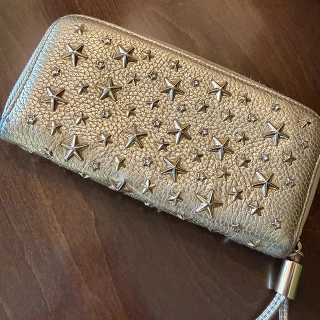 Jimmy Choo Filipa Leather Stars And Rhinestones Zippy Wallet in gold Leather from Poshmark, photo 4 of 16