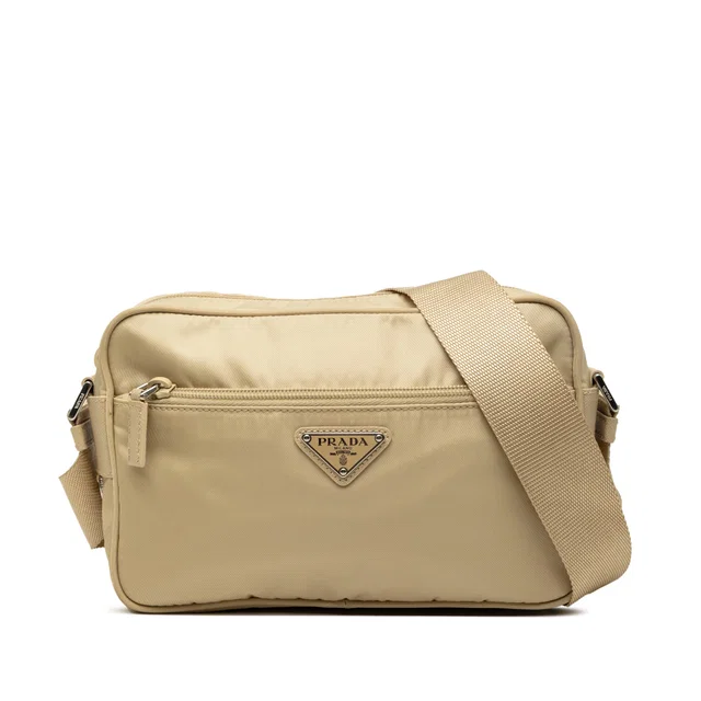 Beige Prada Tessuto Camera Bag in Beige Saffiano leather from Designer Revival