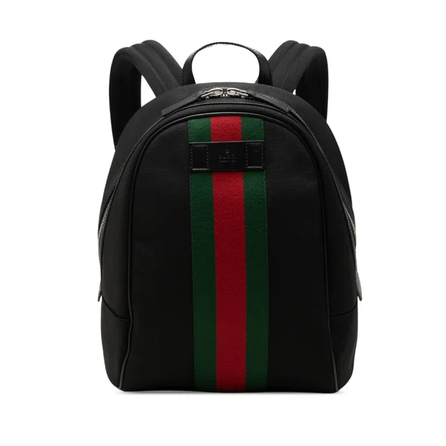 Black Gucci Techno Canvas Web Backpack in Black Canvas from Designer Revival