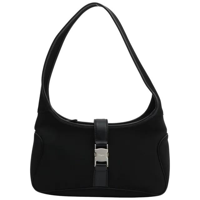 Ferragamo Nylon Varaplate One-Shoulder Bag in Black in Black Nylon from VINTAGE QOO TOKYO