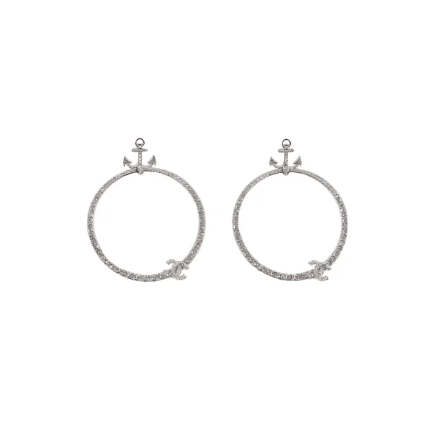 Chanel Metiers D'art Paris Hamburg 2017/18 Crystal Anchor Hoop Earrings Costume Jewellery from The Purse Affair