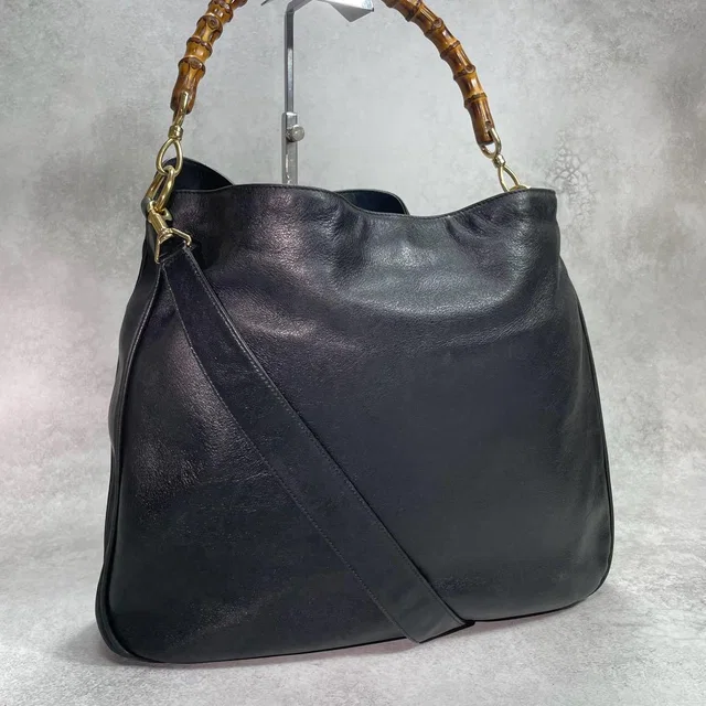 Gucci Shoulder Bag 2-Way Bamboo Black Leather in Black Leather from The Reluxe