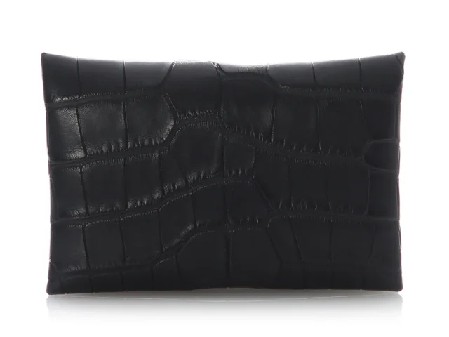 Hermès Black Matte Alligator Calvi Card Holder in Black Crocodile from Ann's Fabulous Finds, photo 3 of 8