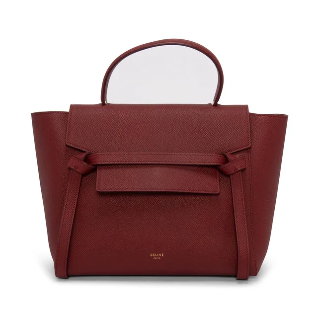 Celine Grained Calfskin Micro Belt Bag in Ruby Red Caviar leather from Blue Spinach