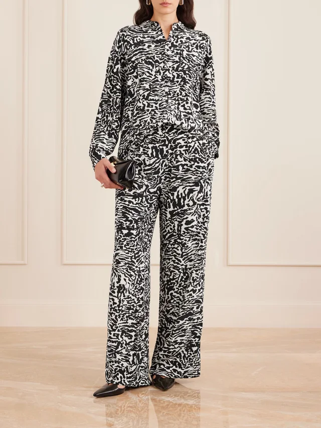 ULLA JOHNSON Aviva printed silk crepe de chine wide-leg pants in Black, photo 2 of 2 from NET-A-PORTER (Canada)