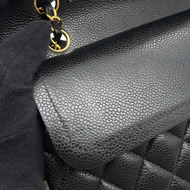 Chanel Matelasse W Flap ChainShoulder Bag BlackA01112 Caviar Leather Size 25 in Caviar leather from GALLERY RARE, photo 12 of 16