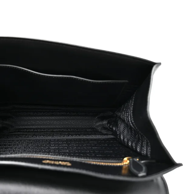 Prada City Calfskin Saffiano Cahier Top Handle Bag Black in Black Saffiano leather from FASHIONPHILE, photo 5 of 13